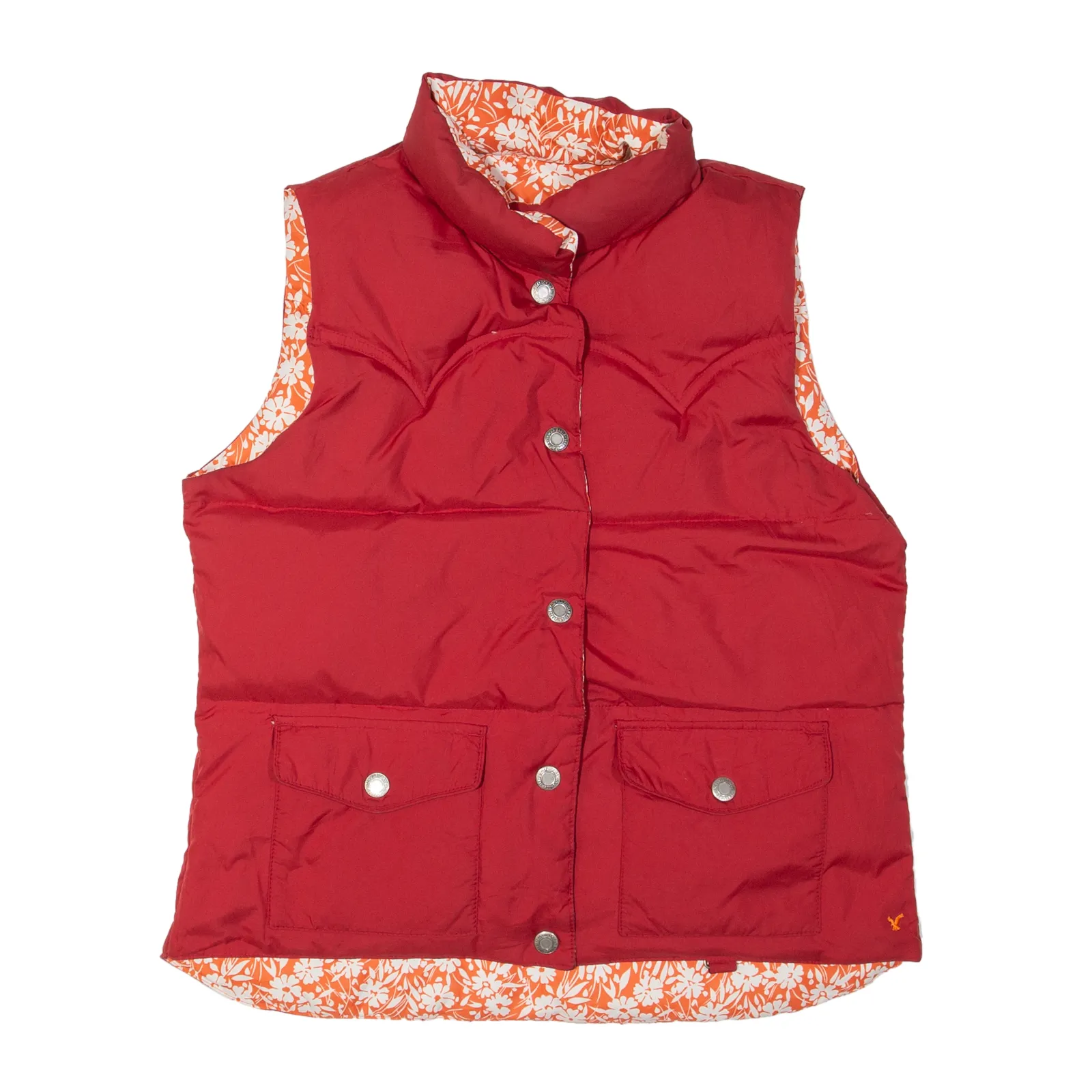 AMERICAN EAGLE OUTFITTERS Reversible Puffer Gilet Red Floral Womens M