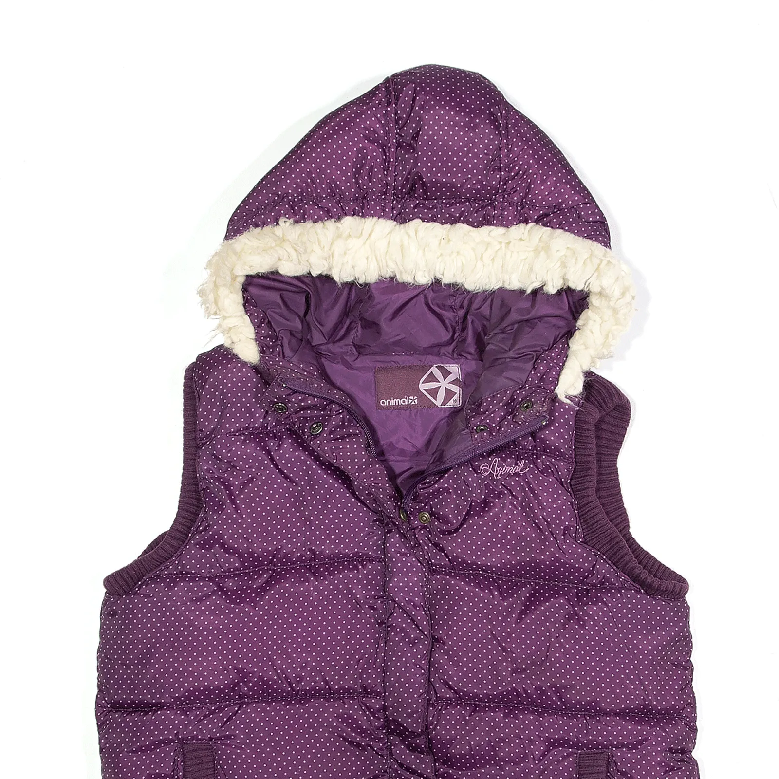 ANIMAL Gilet Purple Spotted Puffer Womens M