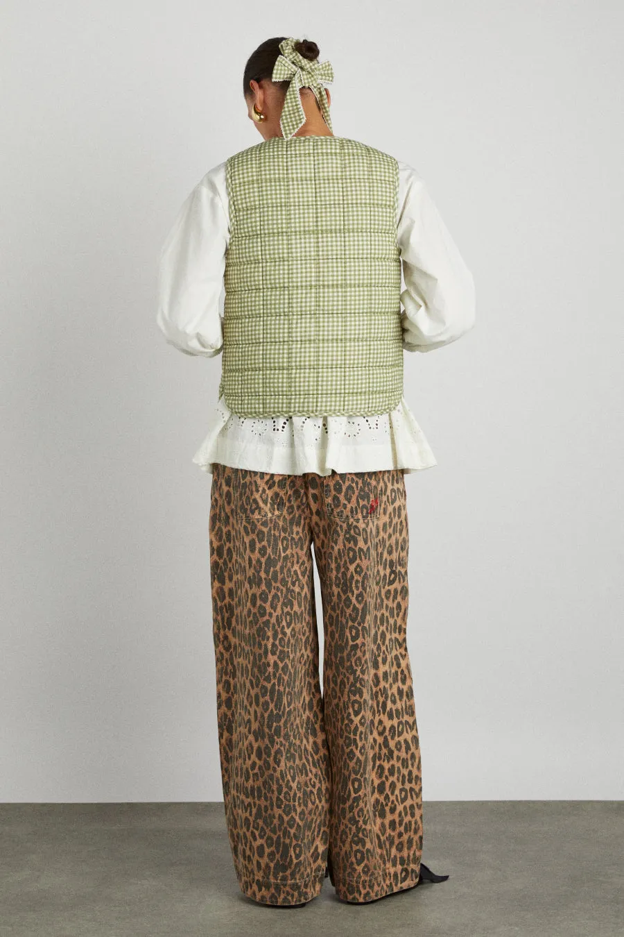 arte reversible tie gilet - green gingham