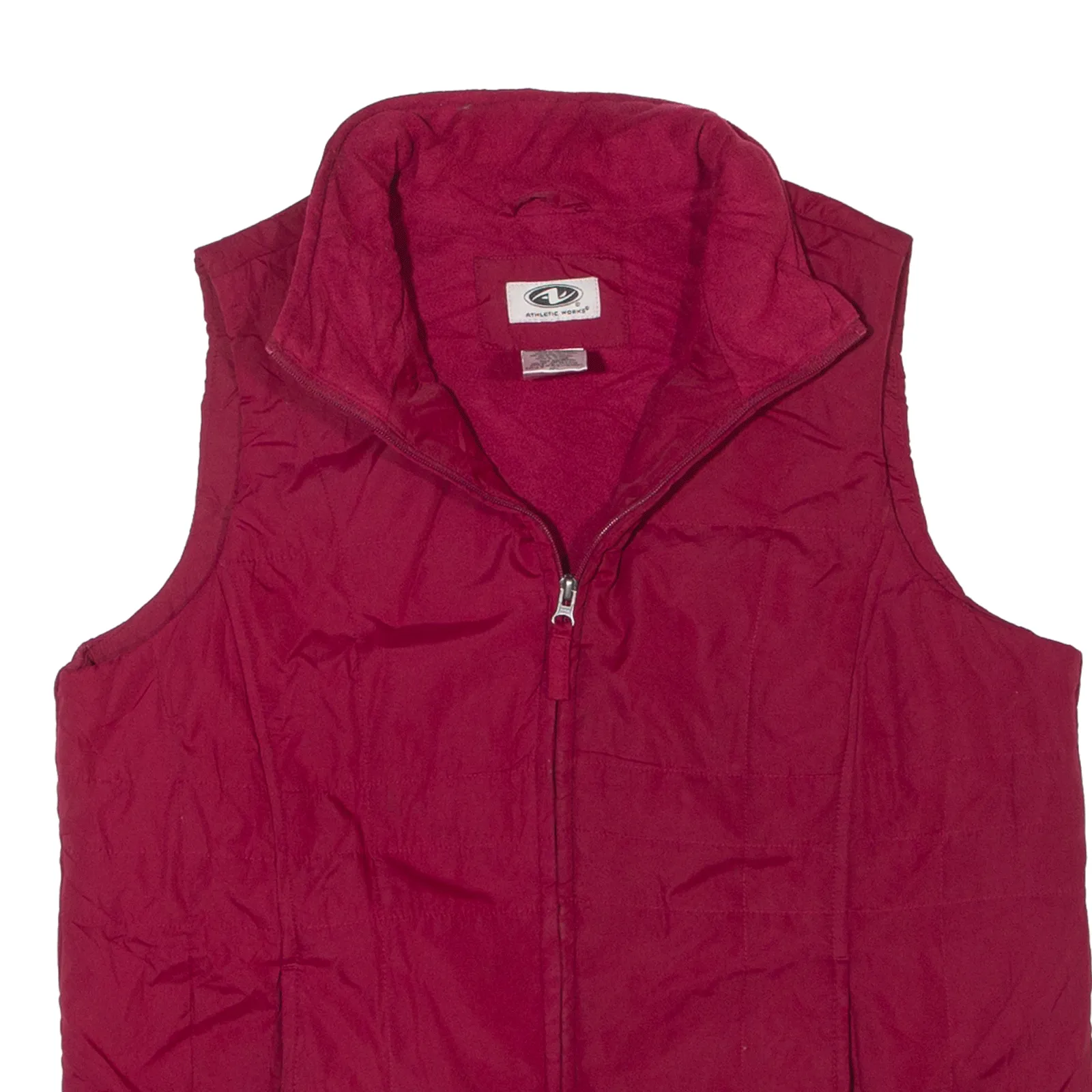 ATHLETIC WORKS Fleece Lined Puffer Gilet Maroon Womens L