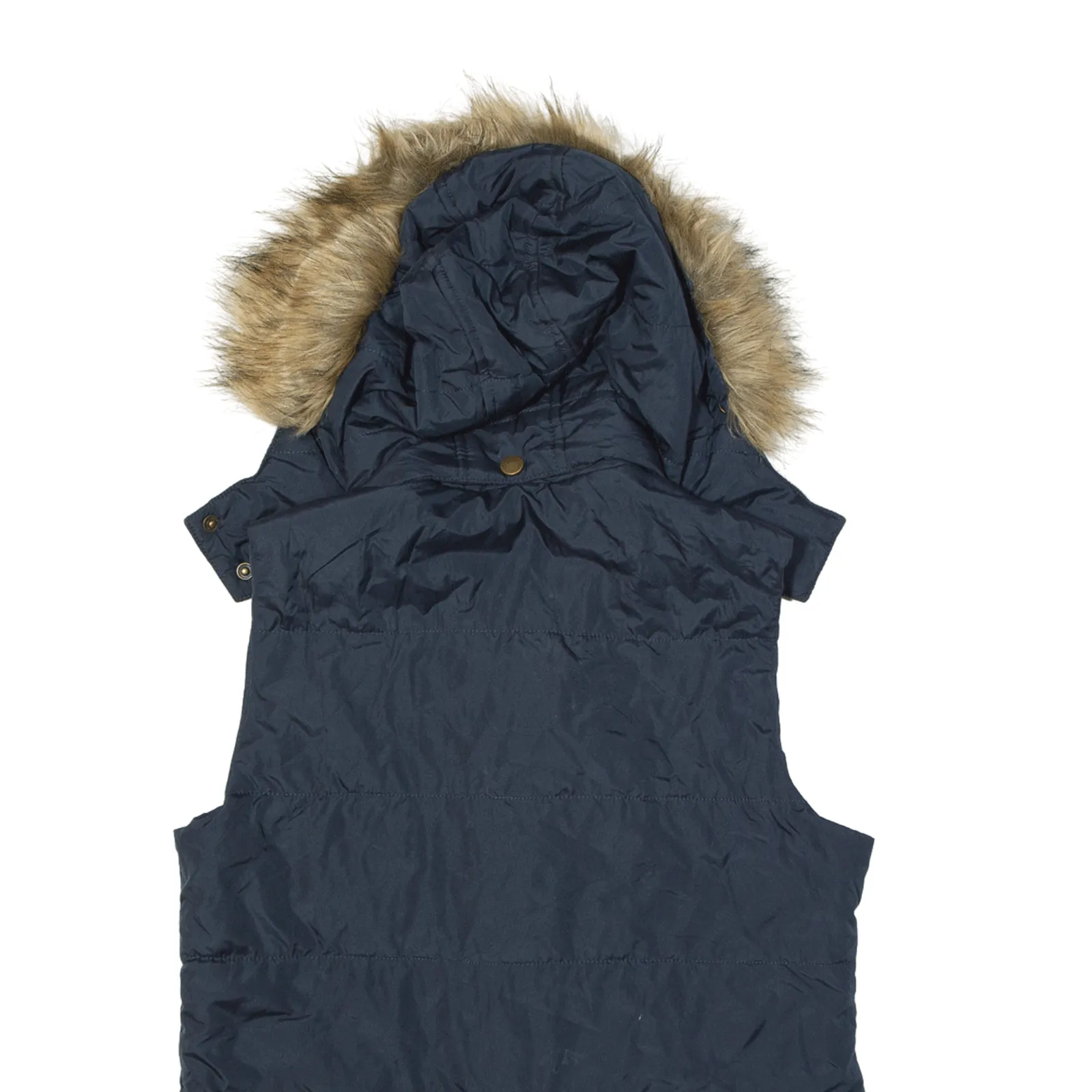 BAGATELLE Faux Fur Hood Puffer Gilet Blue Womens S