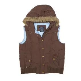 BAILEYS POINT Faux Fur Hood Puffer Gilet Brown Girls L