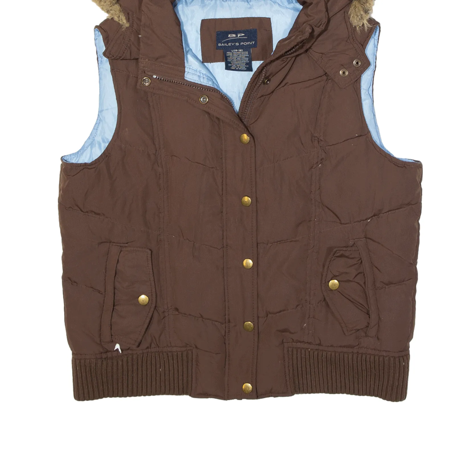 BAILEYS POINT Faux Fur Hood Puffer Gilet Brown Girls L