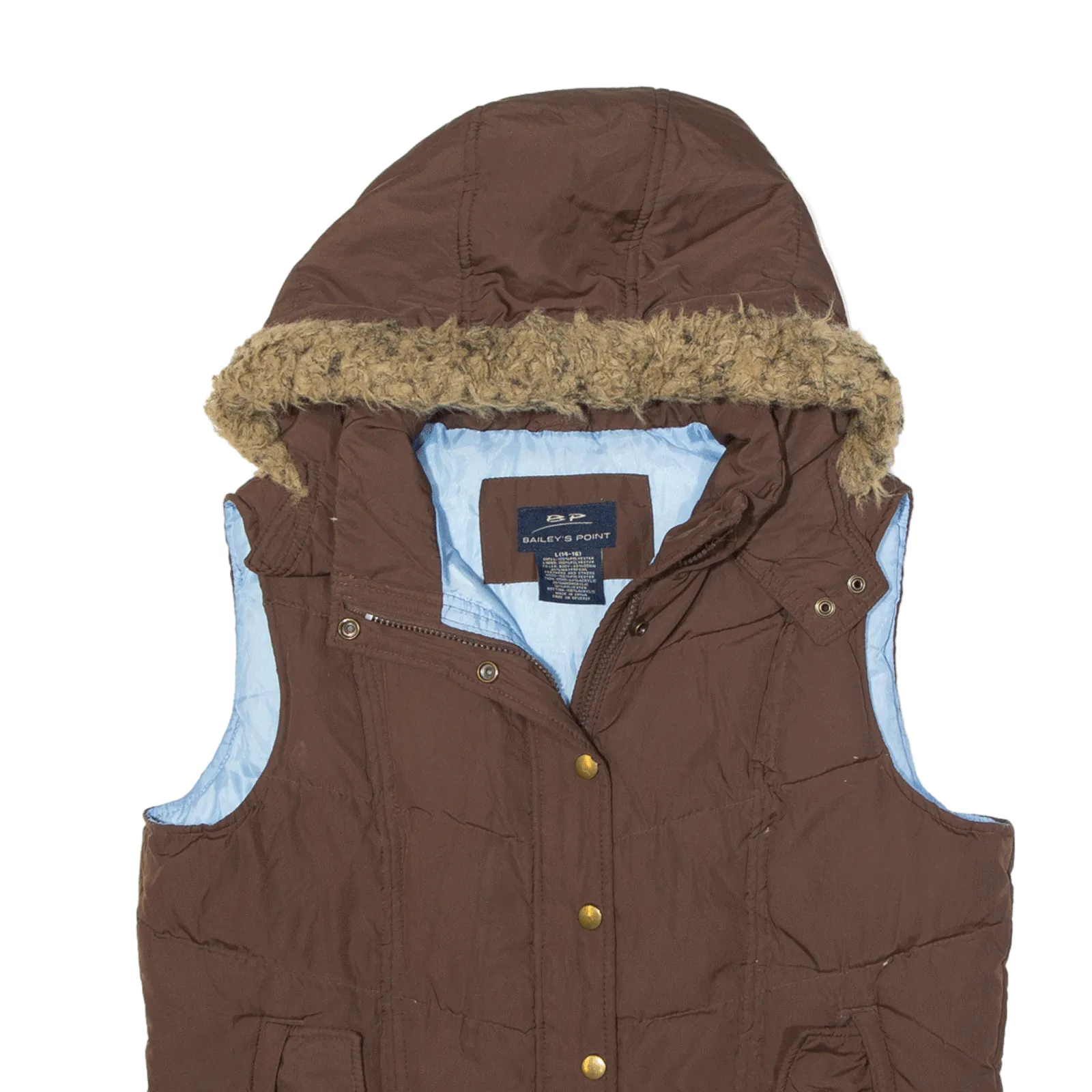 BAILEYS POINT Faux Fur Hood Puffer Gilet Brown Girls L