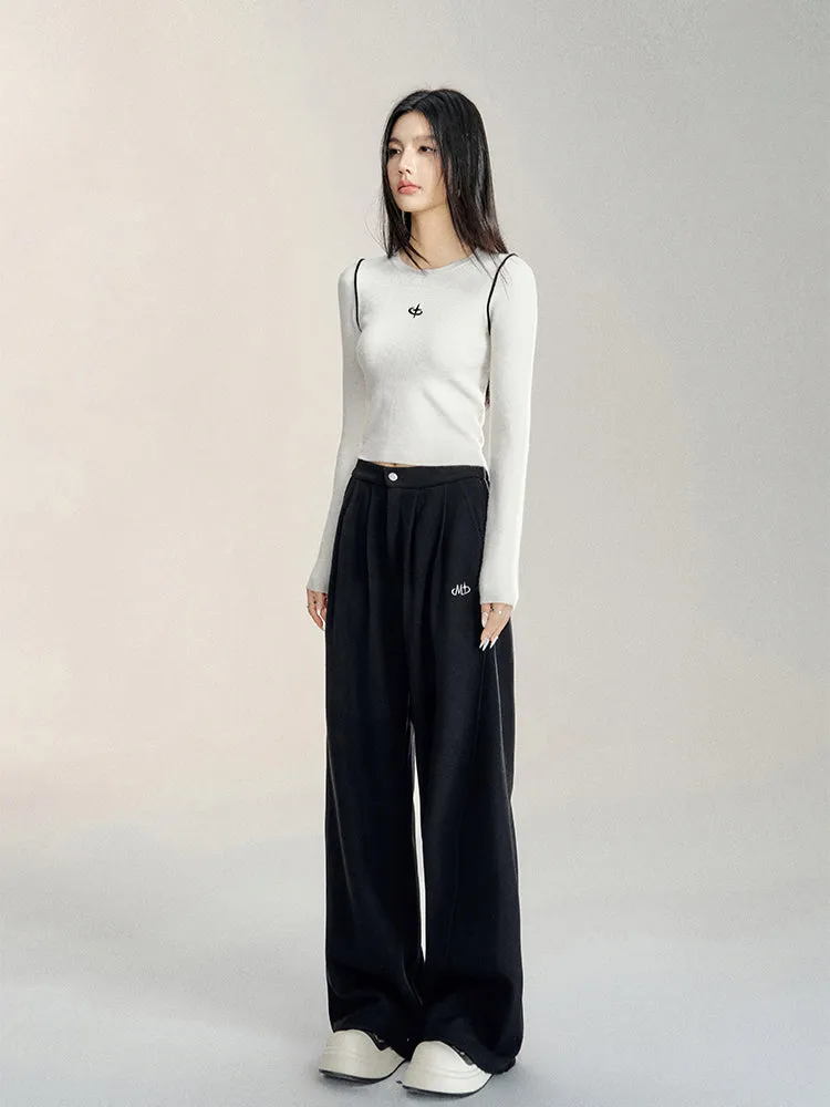 Black & Off-white Color-blocking Base Layer T-shirt