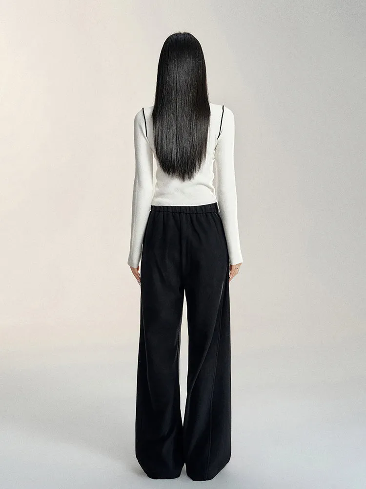 Black & Off-white Color-blocking Base Layer T-shirt