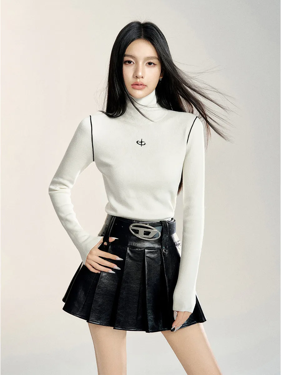 Black & Off-white Color-blocking Base Layer T-shirt