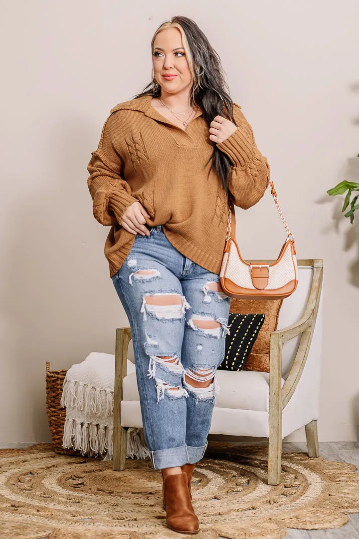 Caramel Cutie Cable Knit Pullover