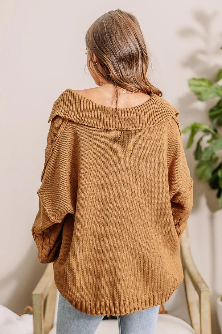 Caramel Cutie Cable Knit Pullover