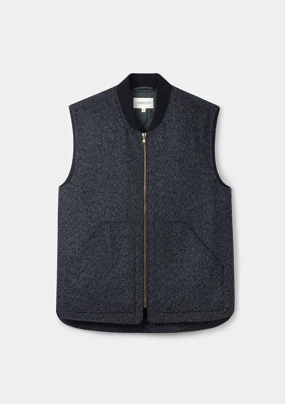 Charcoal Wool Twill Gilet
