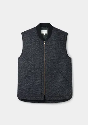 Charcoal Wool Twill Gilet