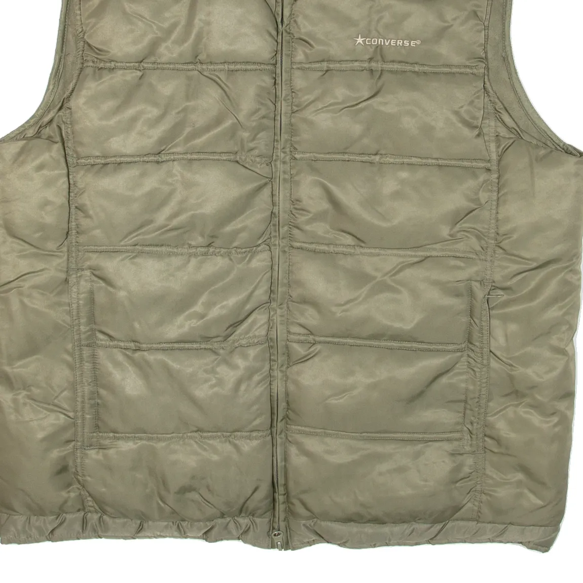 CONVERSE Insulated Mens Puffer Gilet Green Nylon L
