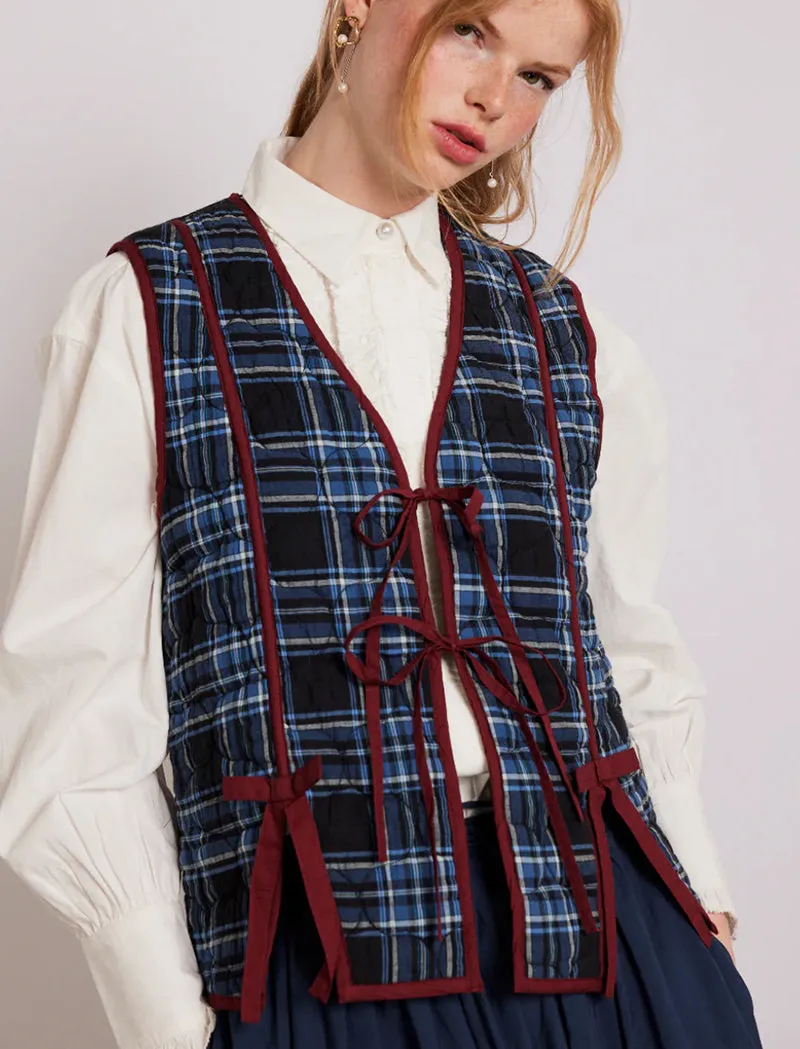 Damson Madder Womens Alva Bow Gilet Navy
