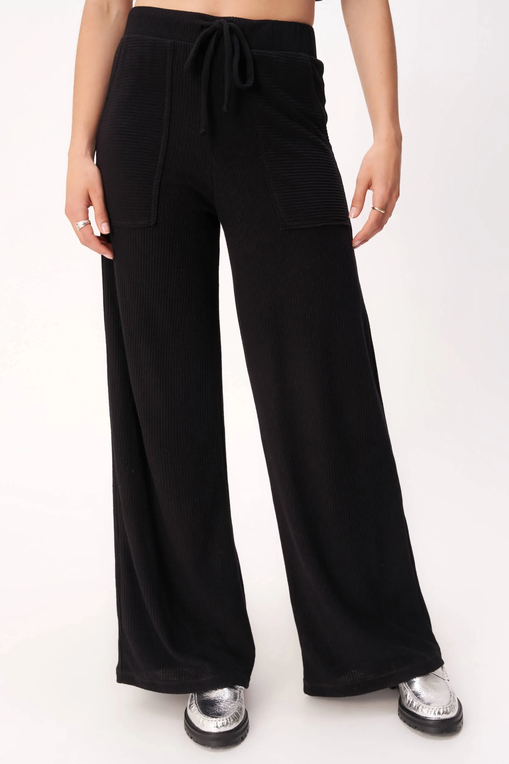 Essential Cozy Rib Pant - Black