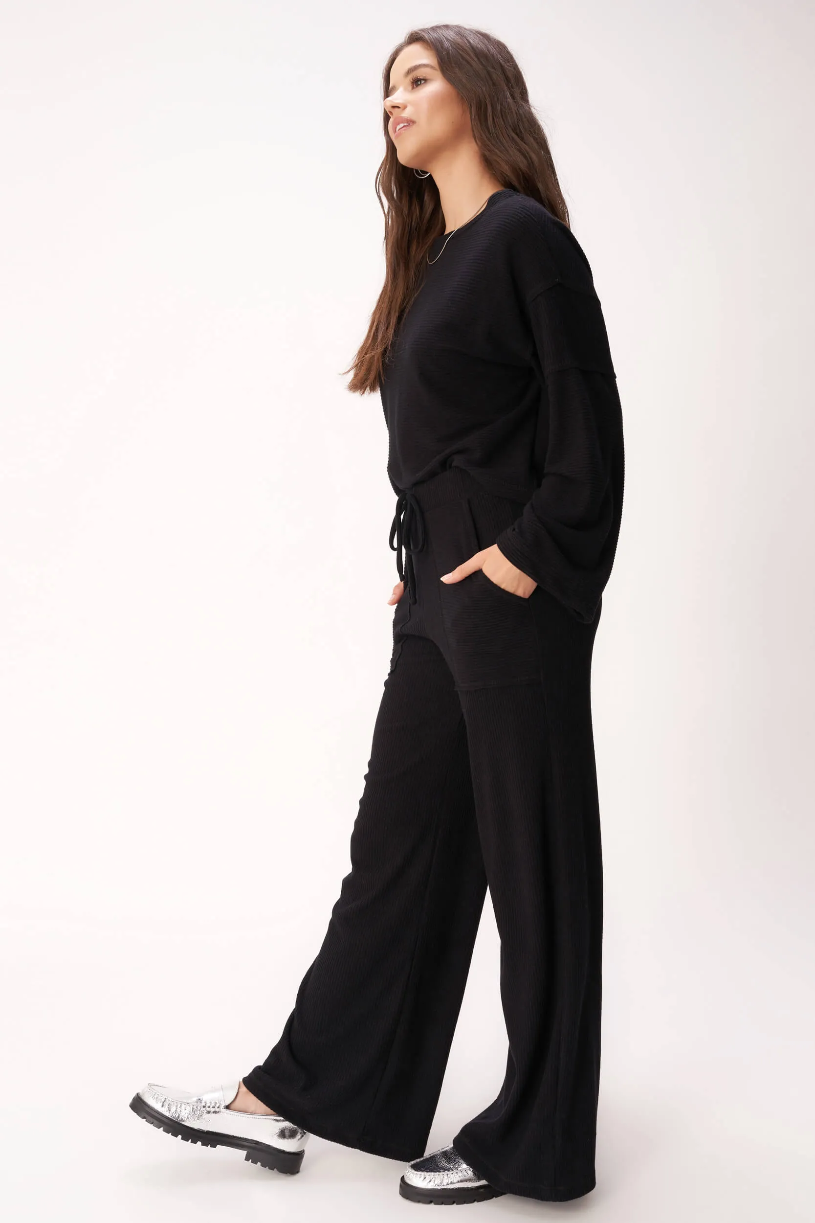 Essential Cozy Rib Pant - Black