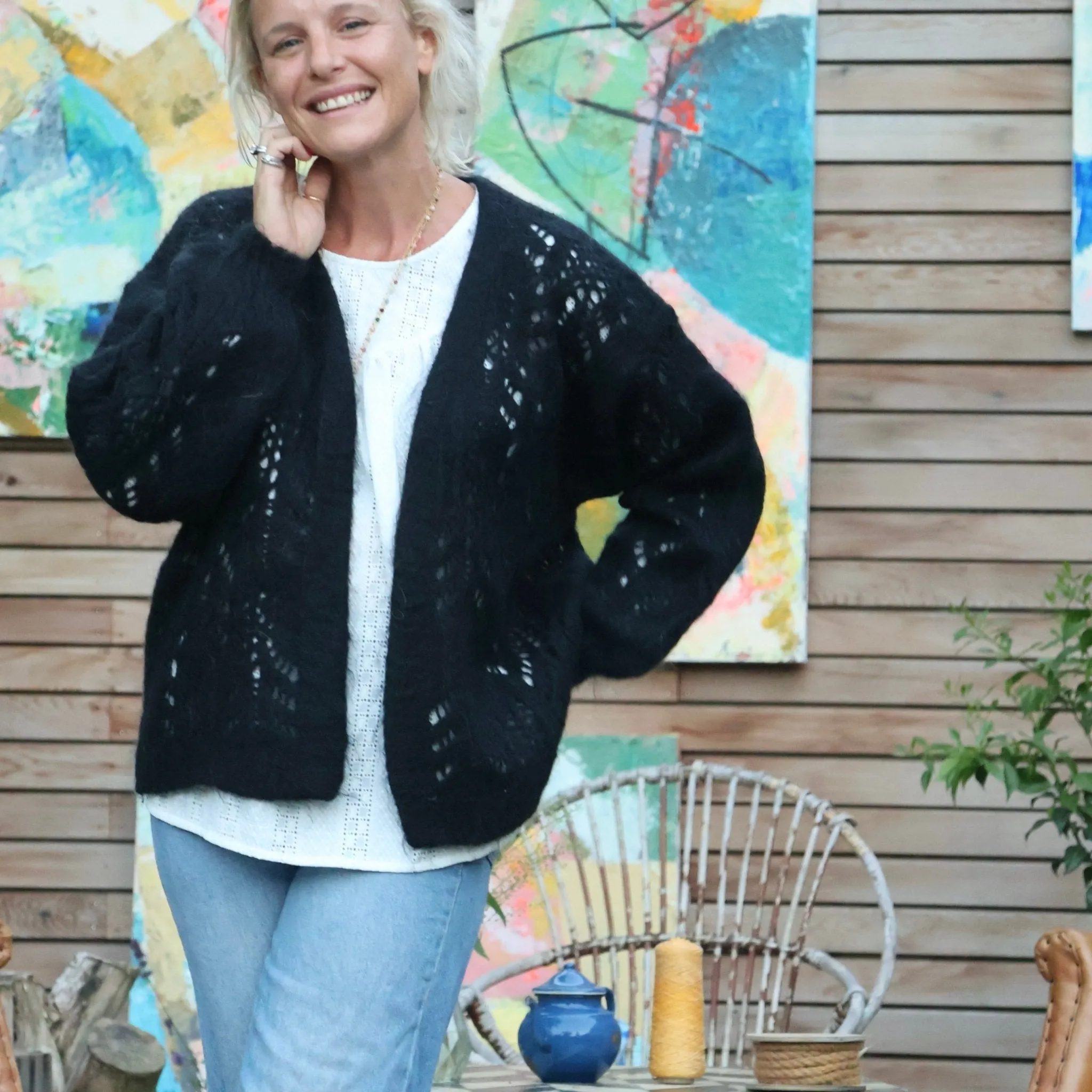 Gilet Flavie ajouré noir