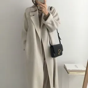 Joskaa 2000s fashion Double-Sided Cashmere Coat for Women 2024 New Small Mid-Length Autumn and Winter Elegant High-End Woolen Coat