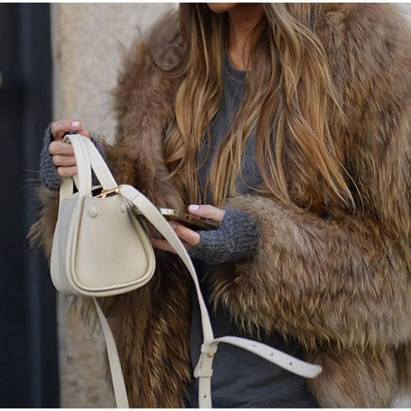 Joskaa cold weather outfits -Solid Color Long-Sleeved Fur Coat 2024 Fashionable Women's Elegant Autumn and Winter Commuter Wear