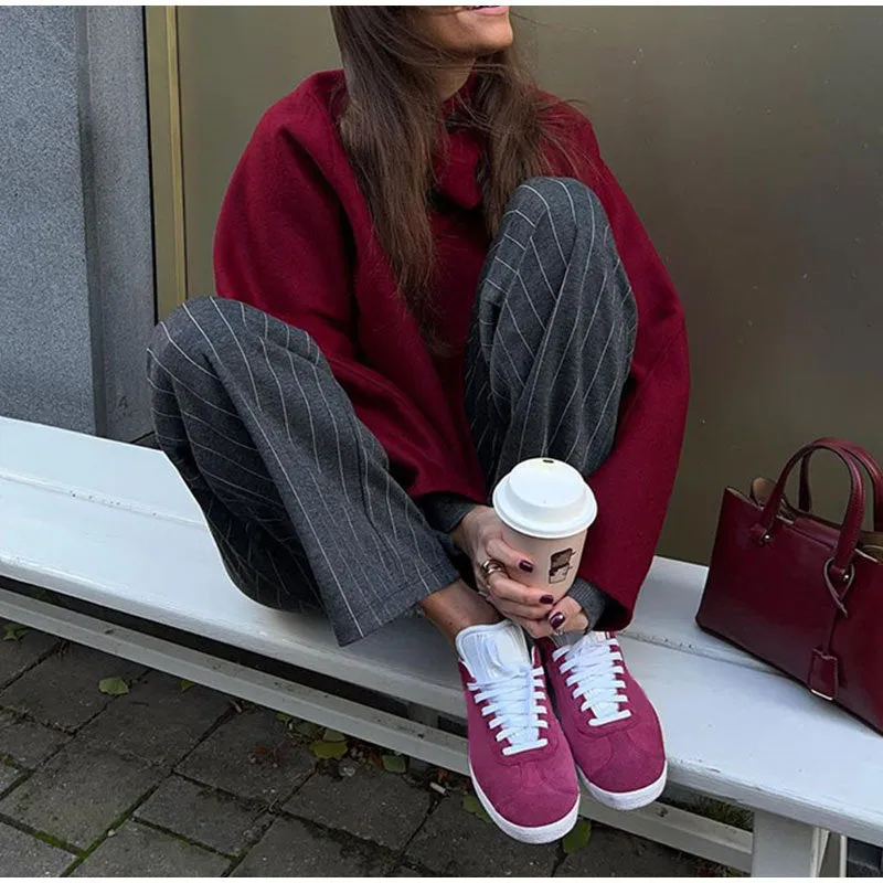 Joskaa fall outfits 2024 Solid Color Stand Collar Button Woolen Coat 2024 Fashionable Women's Autumn and Winter Fashionable Commuter Coat