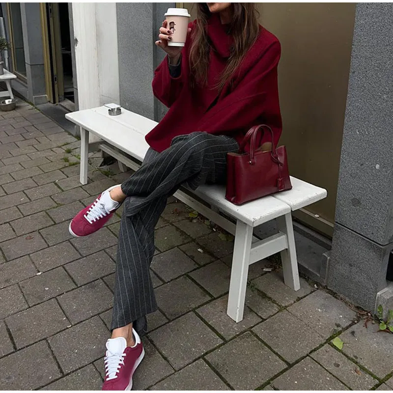 Joskaa fall outfits 2024 Solid Color Stand Collar Button Woolen Coat 2024 Fashionable Women's Autumn and Winter Fashionable Commuter Coat