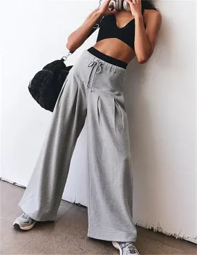 Ladies Solid Color Drawstring Soft Pants SKP602