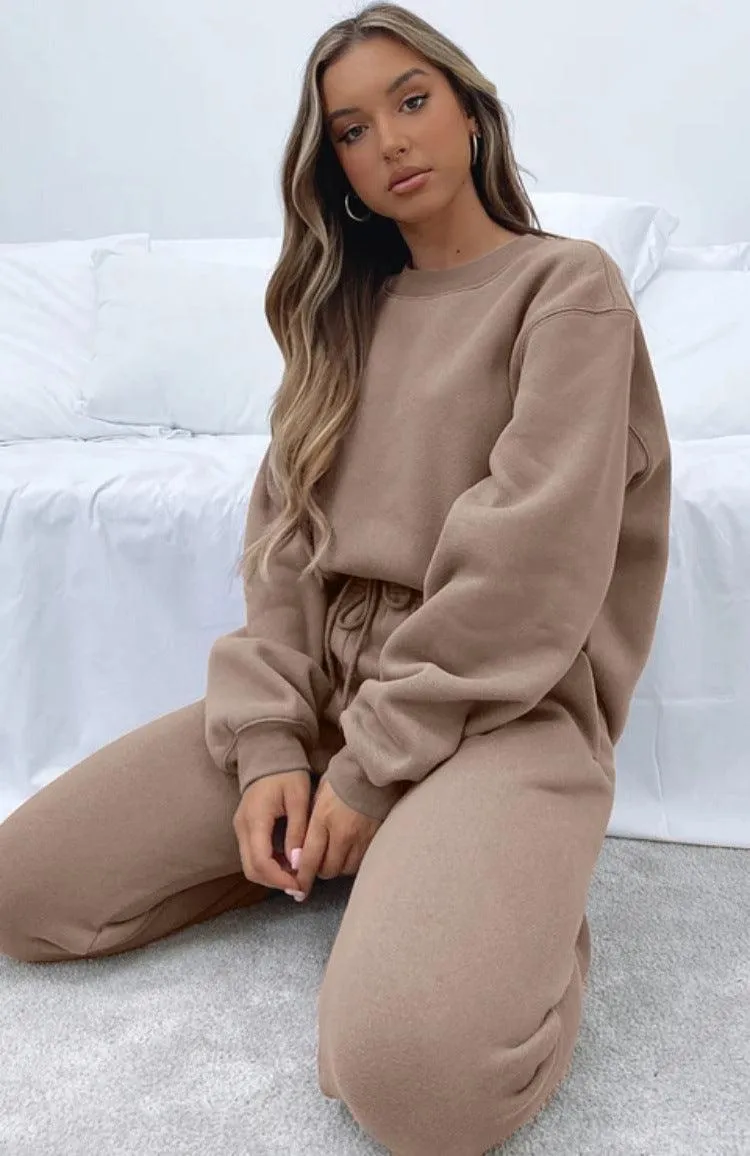 Ladies Solid Color Hoodie and Pants Sets 211021A
