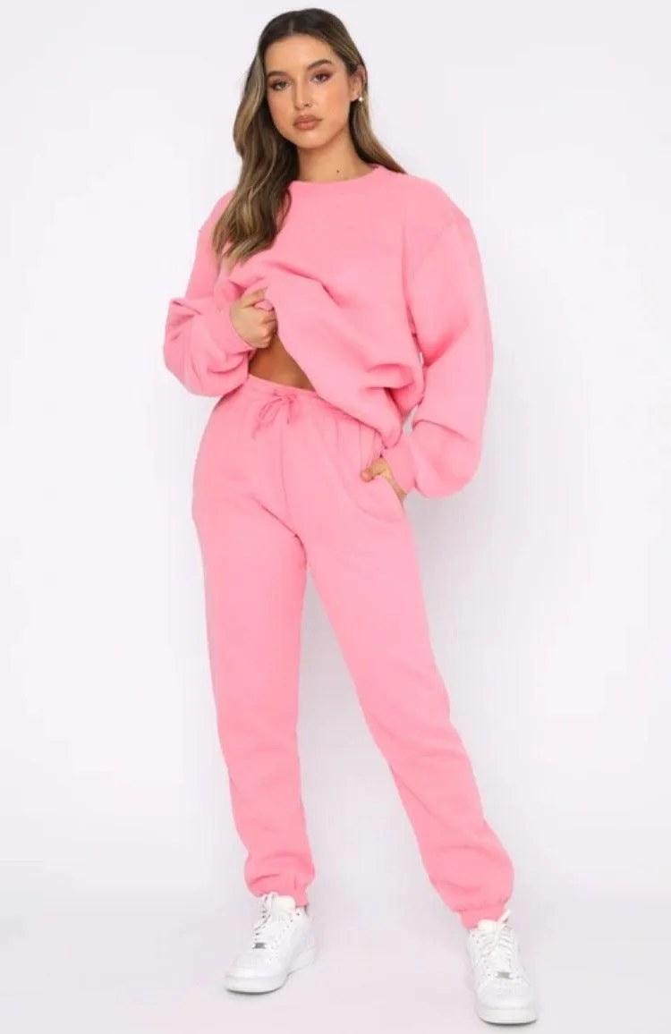 Ladies Solid Color Hoodie and Pants Sets 211021A