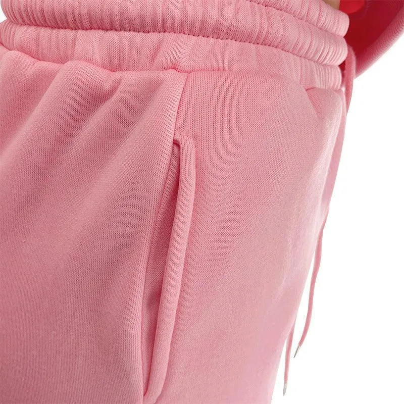 Ladies Solid Color Hoodie and Pants Sets 211021A