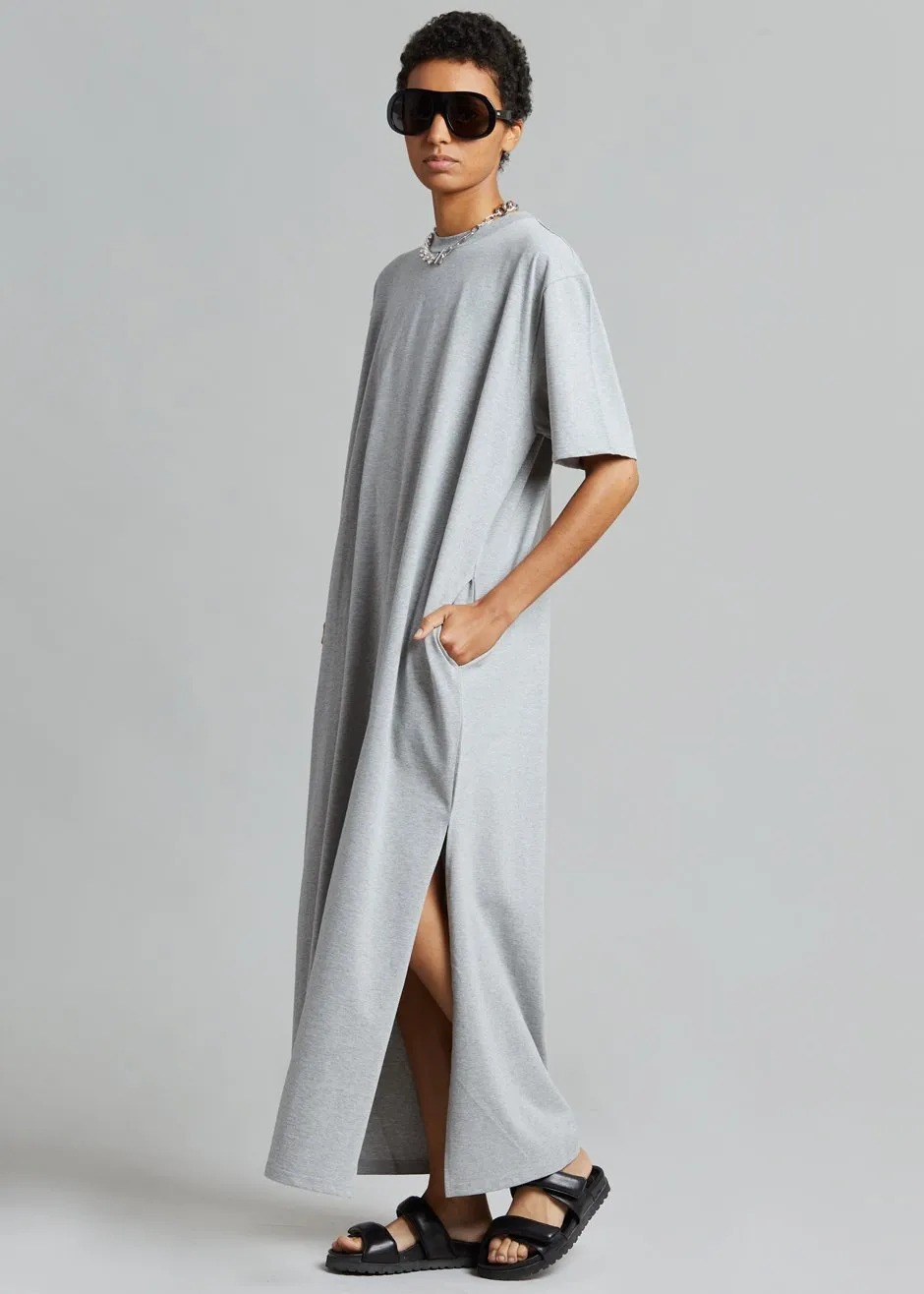 Lou Oversized Tee Dress - Heather Grey