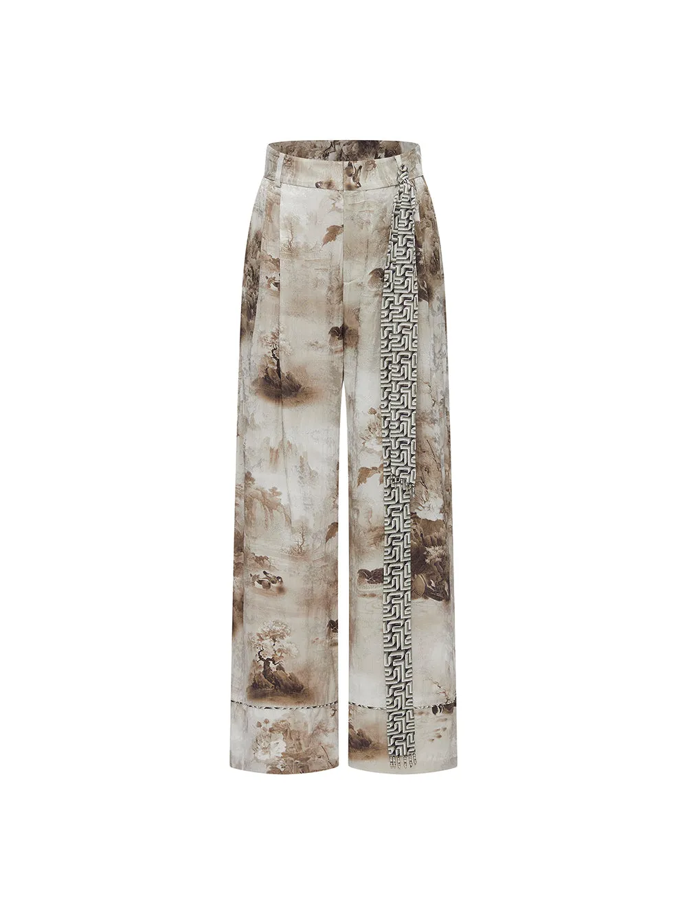 MUKZIN Lilong "Mandarin Duck" Ink-Wash Wide Leg Pants