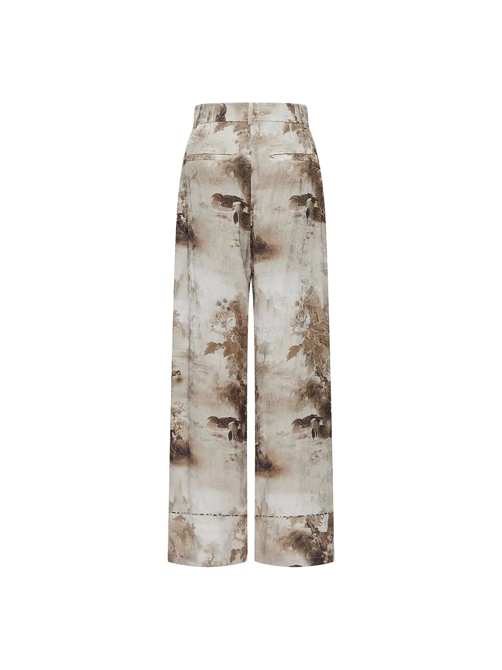 MUKZIN Lilong "Mandarin Duck" Ink-Wash Wide Leg Pants