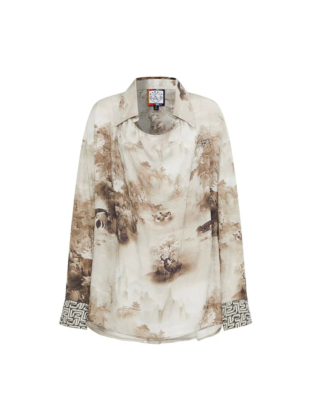 MUKZIN Lilong "Mandarin Duck" Ink-Wash Wide Leg Pants