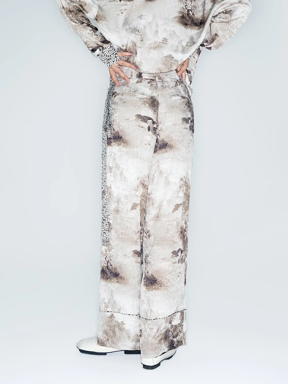 MUKZIN Lilong "Mandarin Duck" Ink-Wash Wide Leg Pants