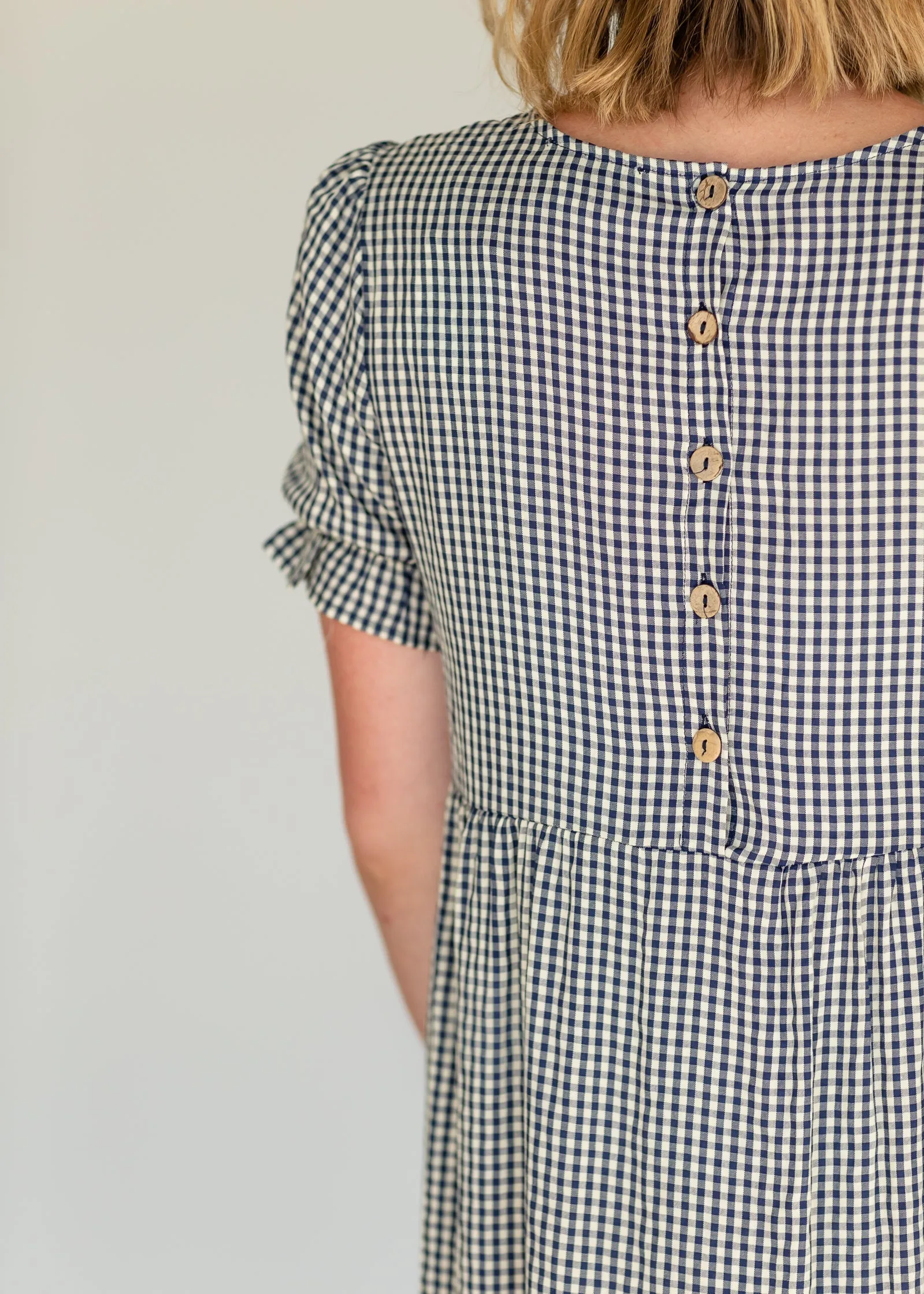 Navy Tiered Gingham Midi Dress -FINAL SALE