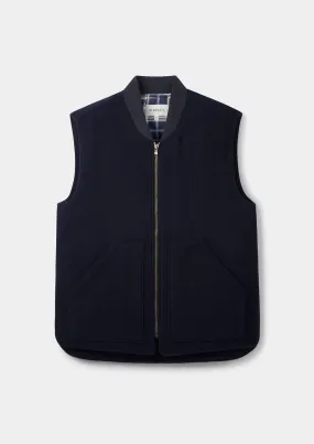 Navy Wool Padded Gilet
