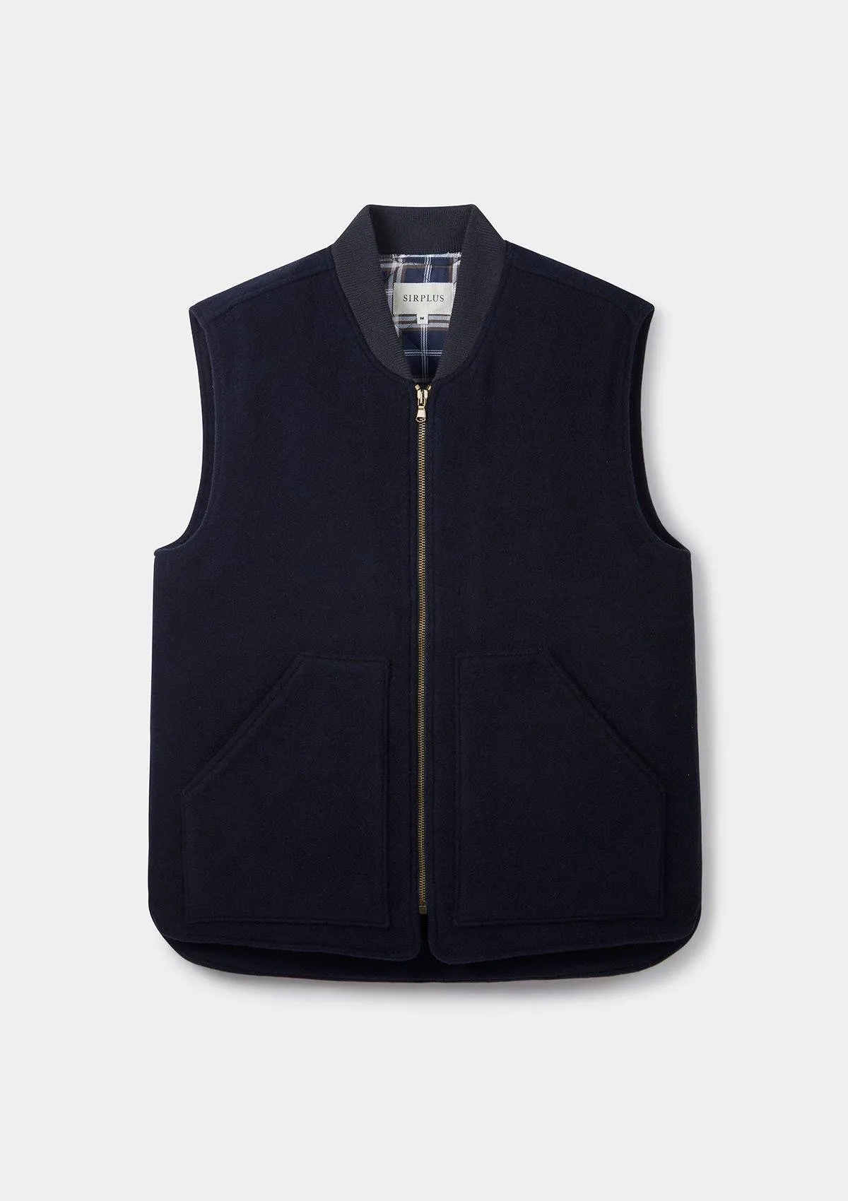 Navy Wool Padded Gilet