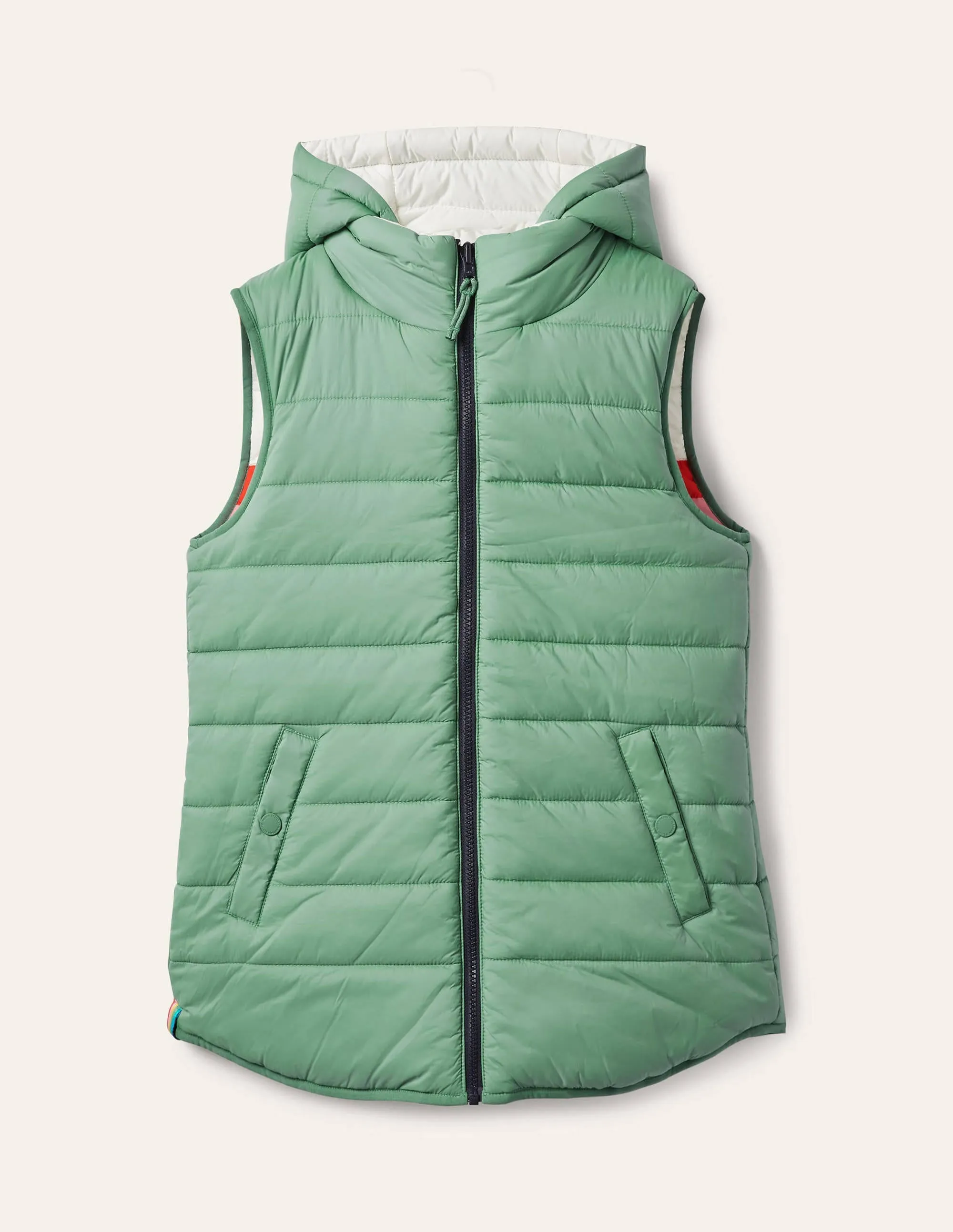 Reversible Lightweight Gilet-Ivory Stripe