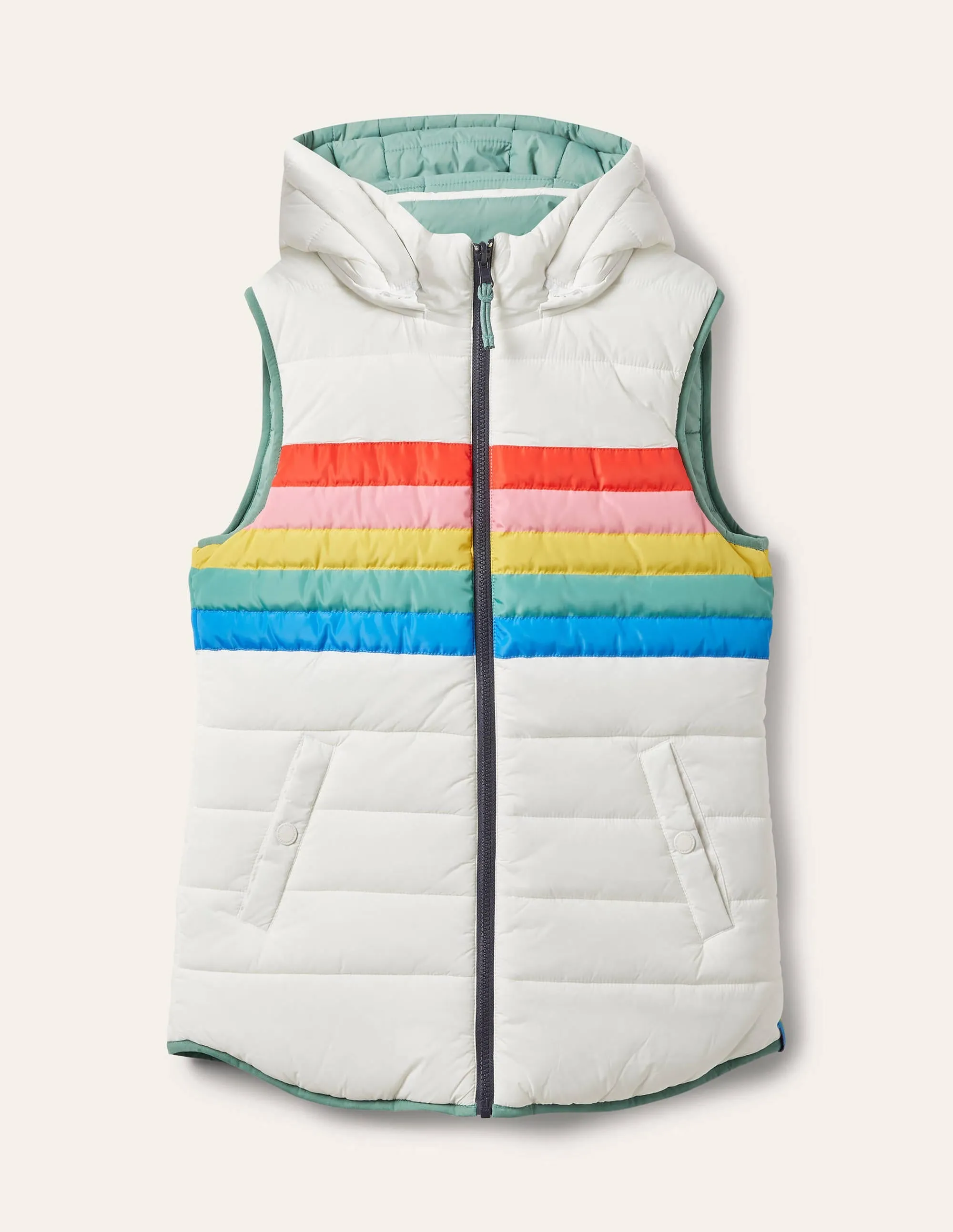 Reversible Lightweight Gilet-Ivory Stripe
