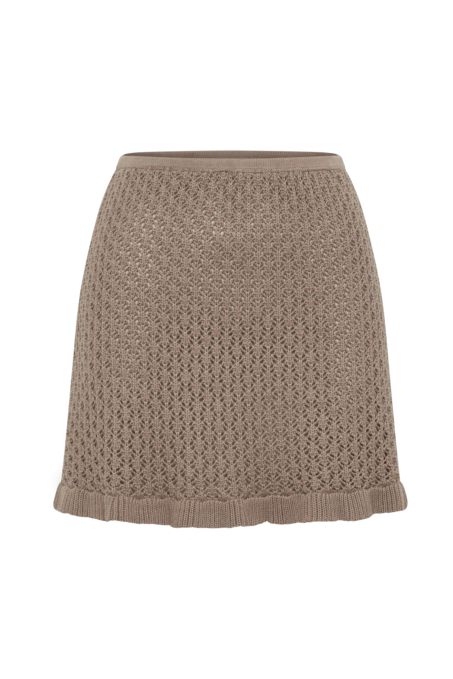 Serina A-Line Knit Mini Skirt - Taupe