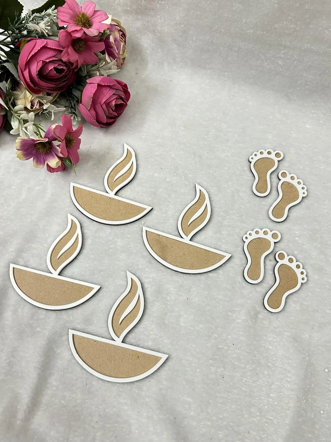 Snehal Craft Creation DIY MDF Readymade Rangoli Mat Easy to Use Rangoli Template Easy to Fill Rangoli Board Diwali Decor | Portable Rangoli Size - 4 Inches Pack of 6 Piece