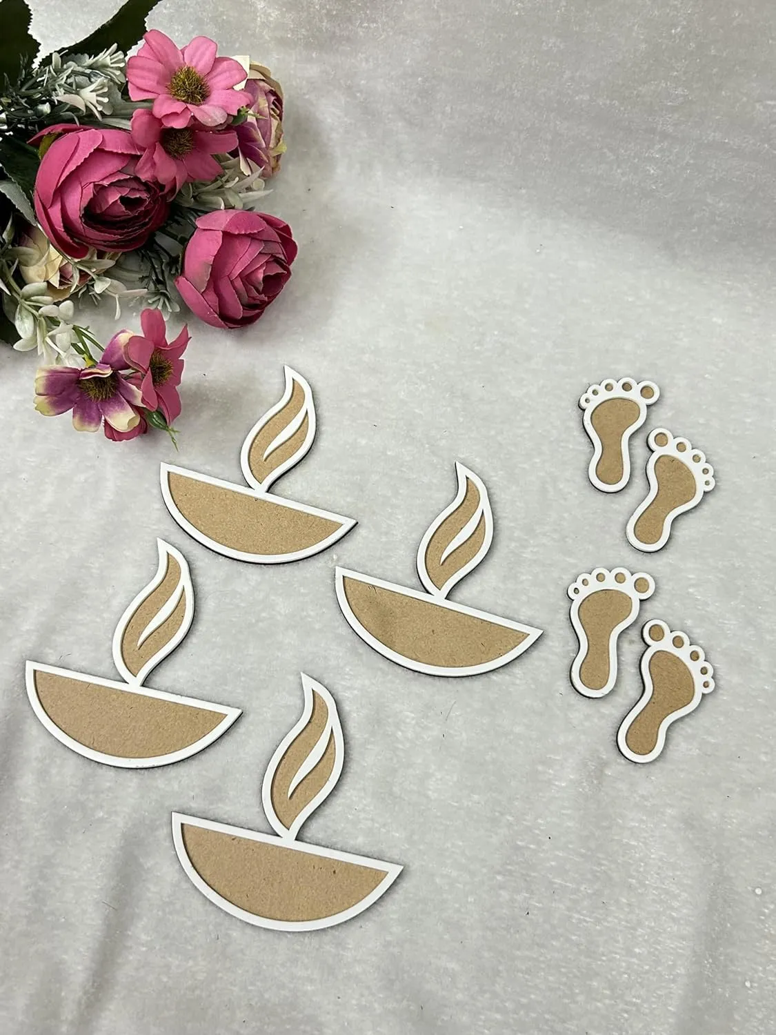 Snehal Craft Creation DIY MDF Readymade Rangoli Mat Easy to Use Rangoli Template Easy to Fill Rangoli Board Diwali Decor | Portable Rangoli Size - 4 Inches Pack of 6 Piece
