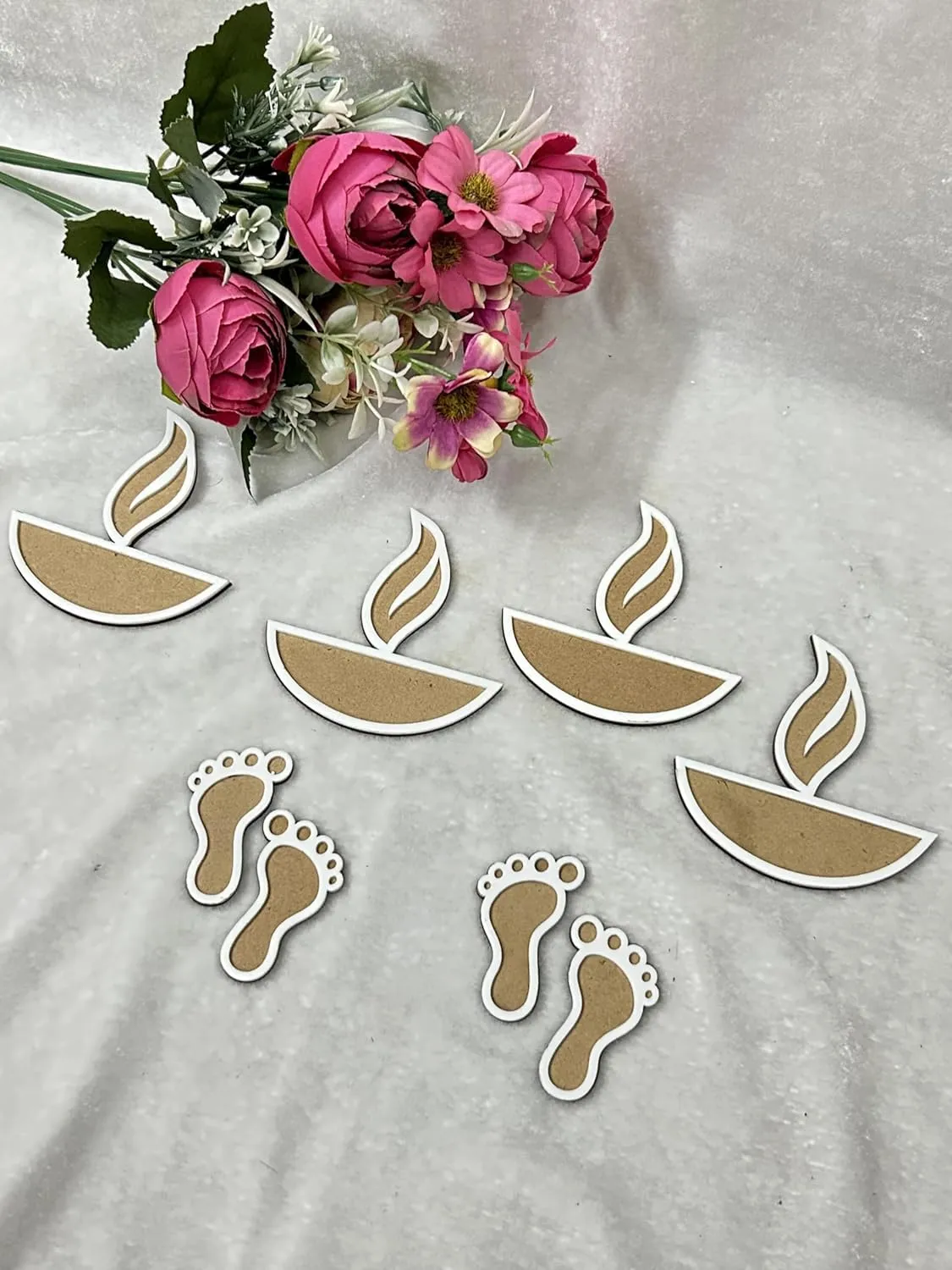 Snehal Craft Creation DIY MDF Readymade Rangoli Mat Easy to Use Rangoli Template Easy to Fill Rangoli Board Diwali Decor | Portable Rangoli Size - 4 Inches Pack of 6 Piece