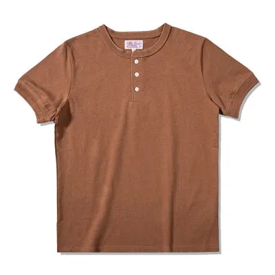 Vintage Style Men's Henley Short Sleeves Cotton Tee Shirts