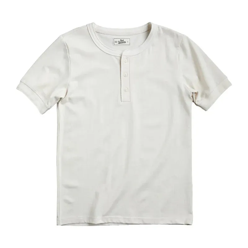 Vintage Style Men's Henley Short Sleeves Cotton Tee Shirts