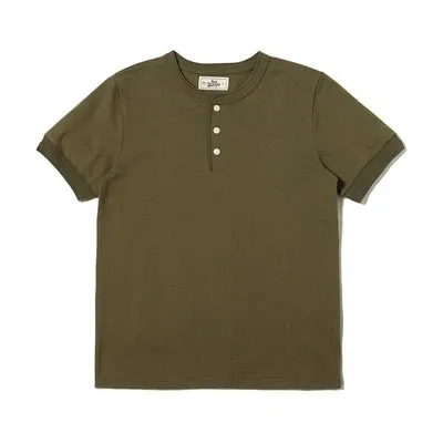 Vintage Style Men's Henley Short Sleeves Cotton Tee Shirts