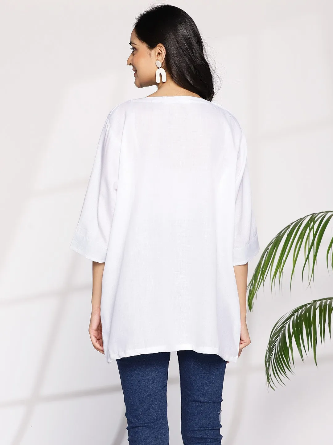 White CottonSlub CasualTop