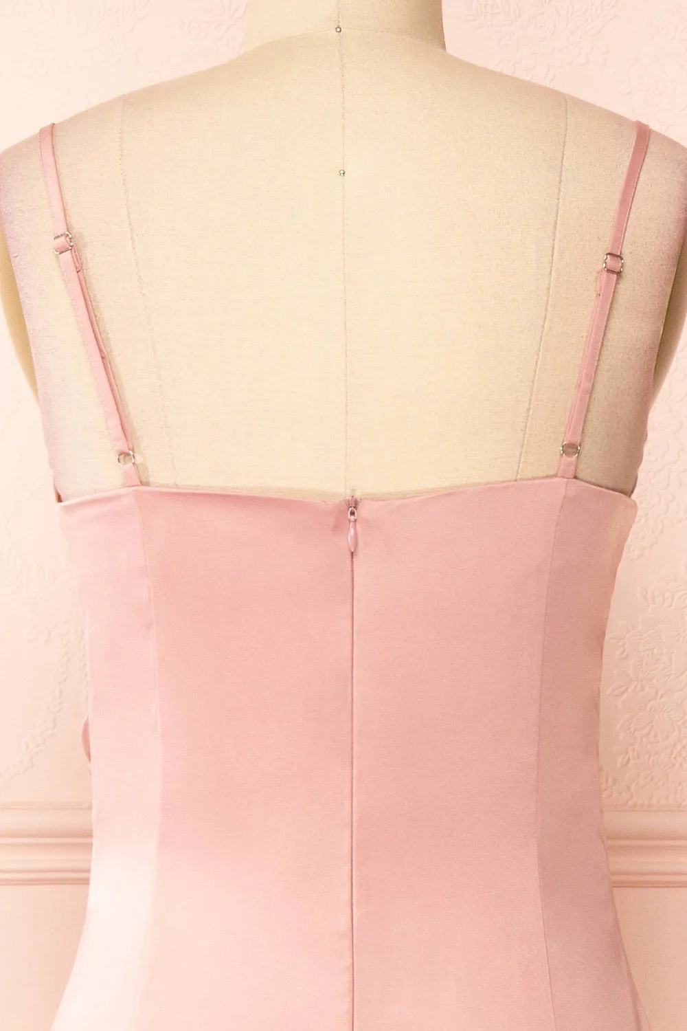 Zaina Pink | Cowl Neck Satin Slip Dress
