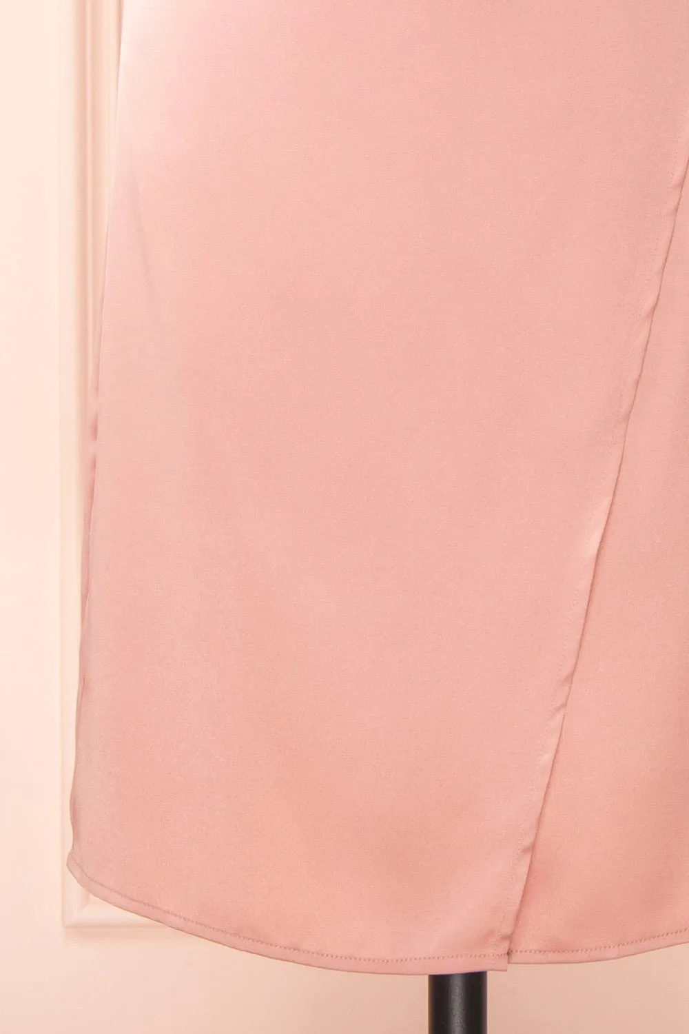 Zaina Pink | Cowl Neck Satin Slip Dress