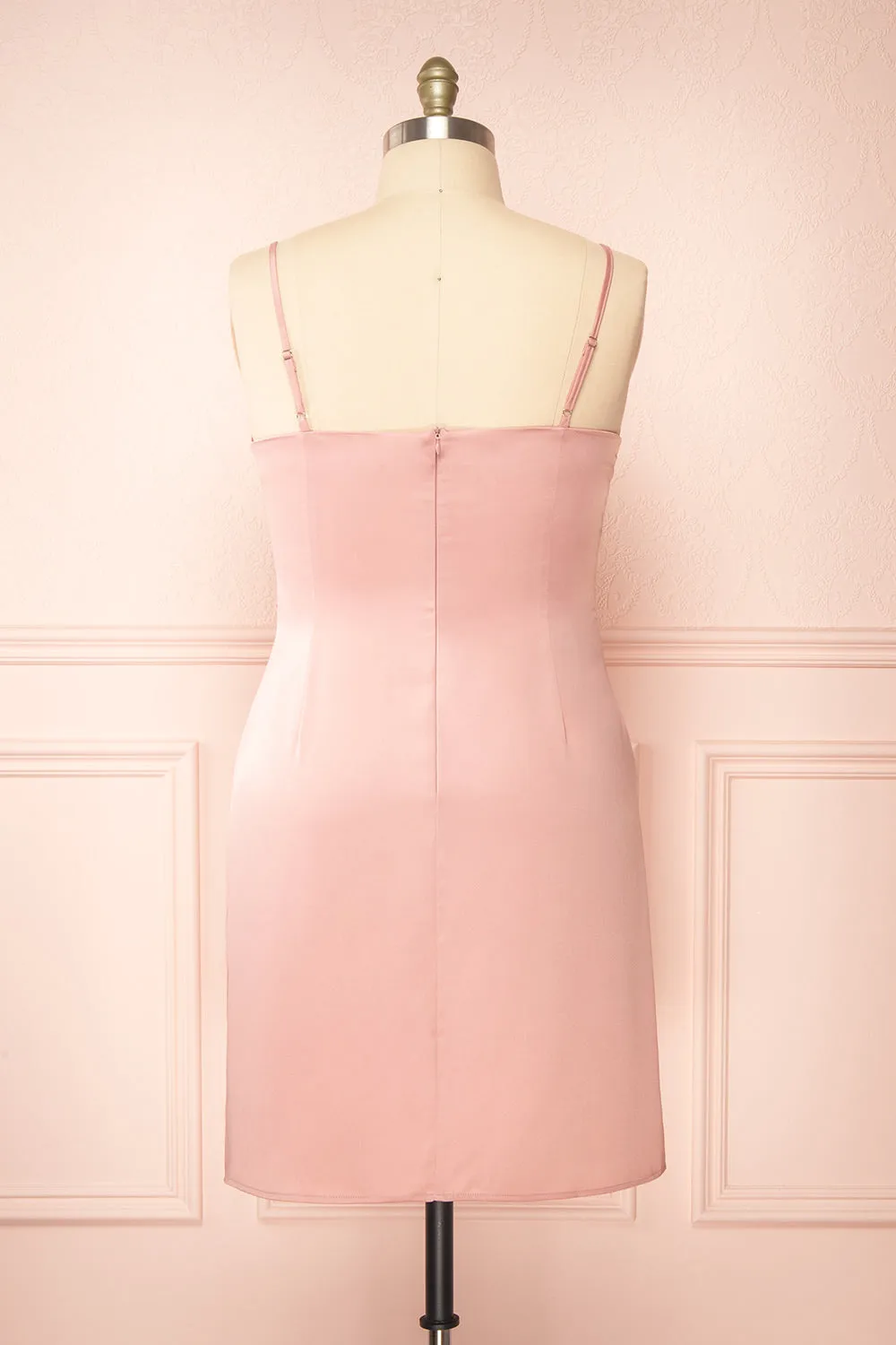 Zaina Pink | Cowl Neck Satin Slip Dress